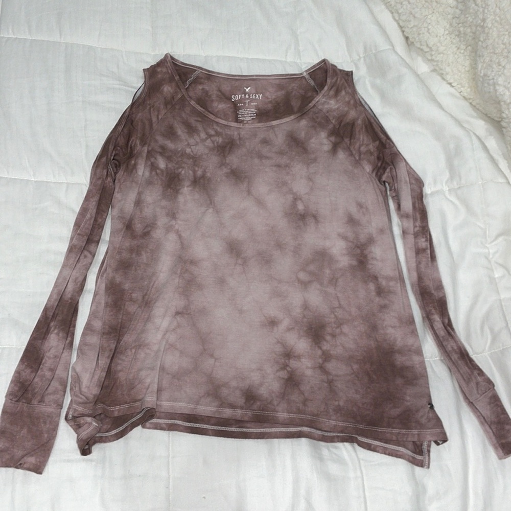 American eagle tie dye shirt with cut out sleeves - Picture 1 of 3